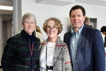 Dean Gary Leising, Senior Associate Provost Anne Damiano, and Interim Provost Stephanie Nesbitt, stand together at the opening of the Center for Faculty Excellence on January 17, 2023.